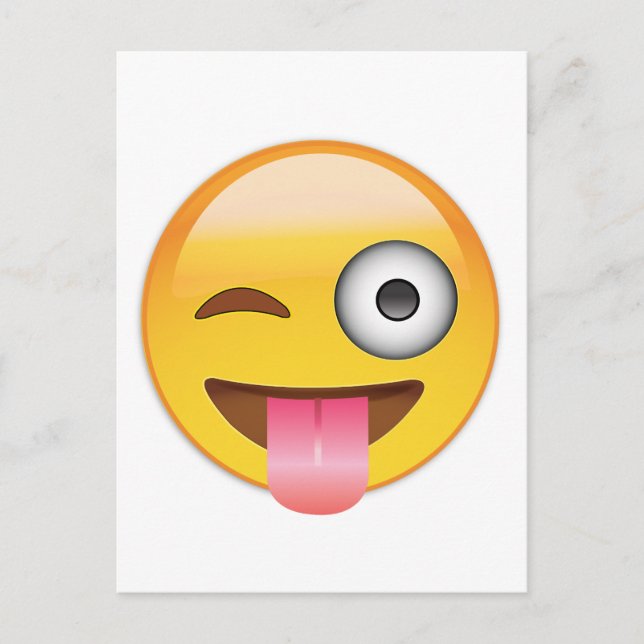 Emoji - Ansikte med Tunga Vykort (Framsida)