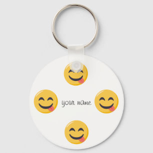 Emoji ansikte och '' ditt namn här ", nyckelring