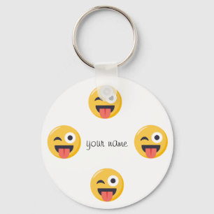 Emoji Ansikte och ert namn här Nyckelring