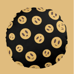 Emoji-ansikten Rund Kudde