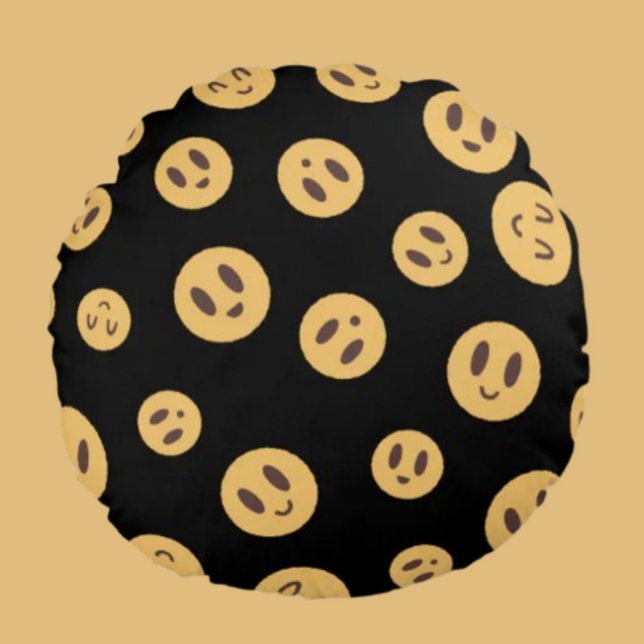 Emoji-ansikten Rund Kudde (Skapare uppladdad)
