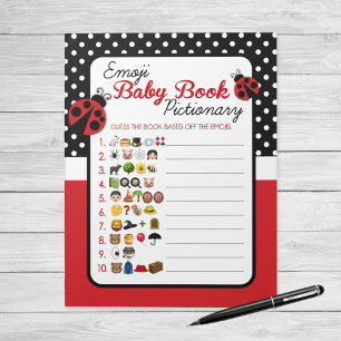 Emoji Baby Bok Ladybug Baby Shower Game Pack Anteckningsblock