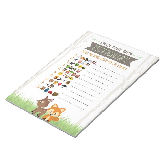 Emoji Baby Bok Woodland Baby Shower Game Pack Anteckningsblock (Vinklad)