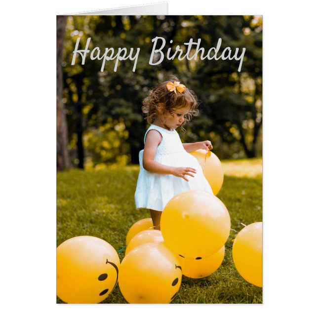 Emoji Balloons, Gult Sunshine Birthday Hälsningskort (Framsidan)