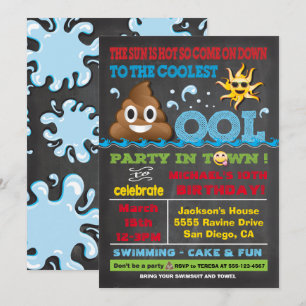Emoji Bassäng Party Pooper Birthday-inbjudan Inbjudningar