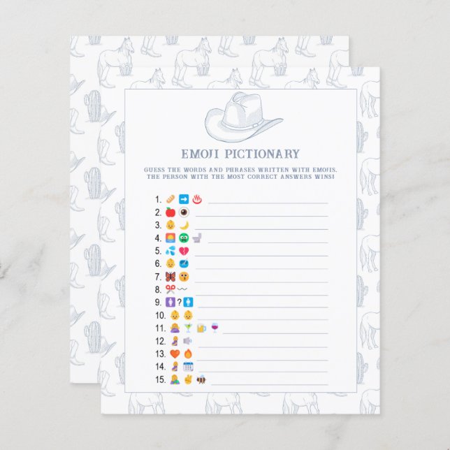 Emoji bild-spelet Cowboybabydusch (Fram/baksida)