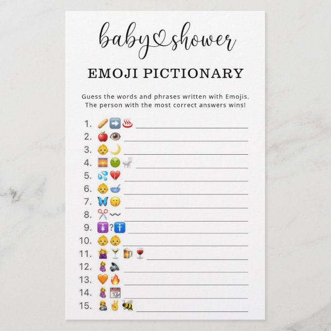 Emoji bild-spelets babydusch (Framsida)