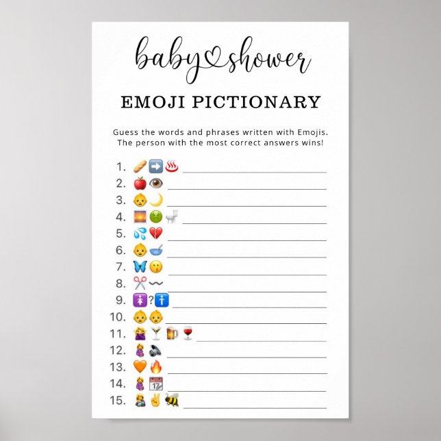 Emoji bild-spelets babydusch poster (Framsidan)