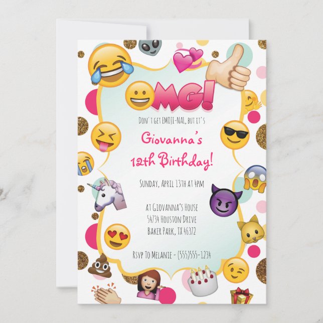 Emoji Birthday Bjud - Emoji ThLED Inbjudan (Framsida)