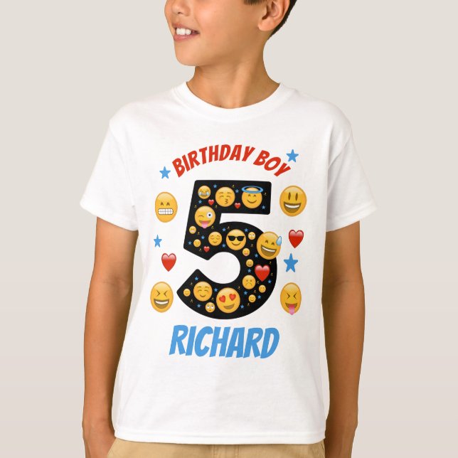Emoji Birthday Boy Femte leendet ansikte T Shirt (Framsida)