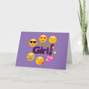 Emoji Birthday Girl Kort
