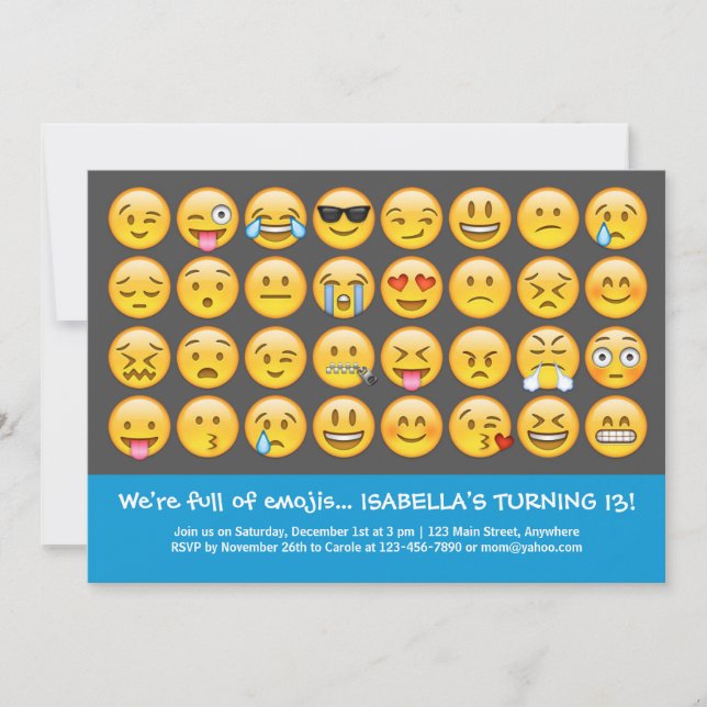 Emoji Birthday-inbjudan Inbjudningar (Framsida)
