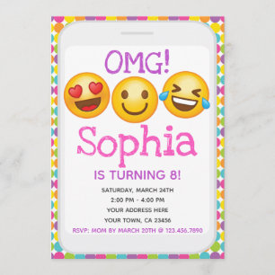 Emoji Birthday-inbjudan Inbjudningar
