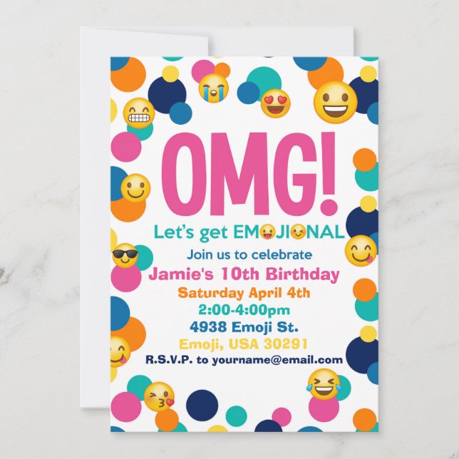 Emoji Birthday-inbjudan Inbjudningar (Framsida)