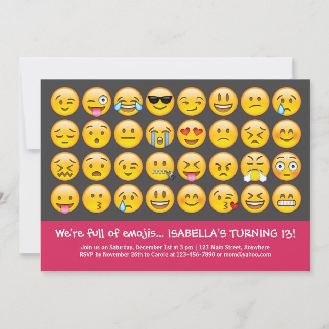 Emoji Birthday-inbjudan Inbjudningar (Framsida)