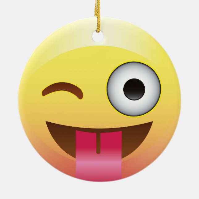 Emoji blinkning med tungaprydnaden julgransprydnad keramik (Baksidan)
