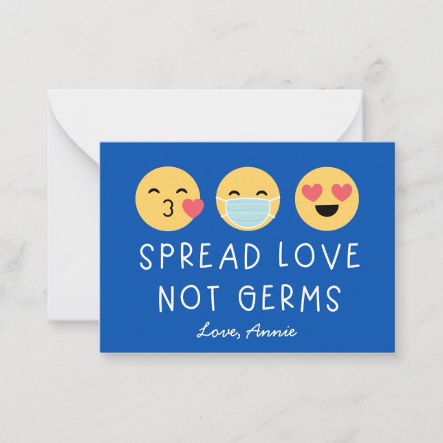 Emoji Classroom Valentine - Blue Anteckningskort (Framsida)
