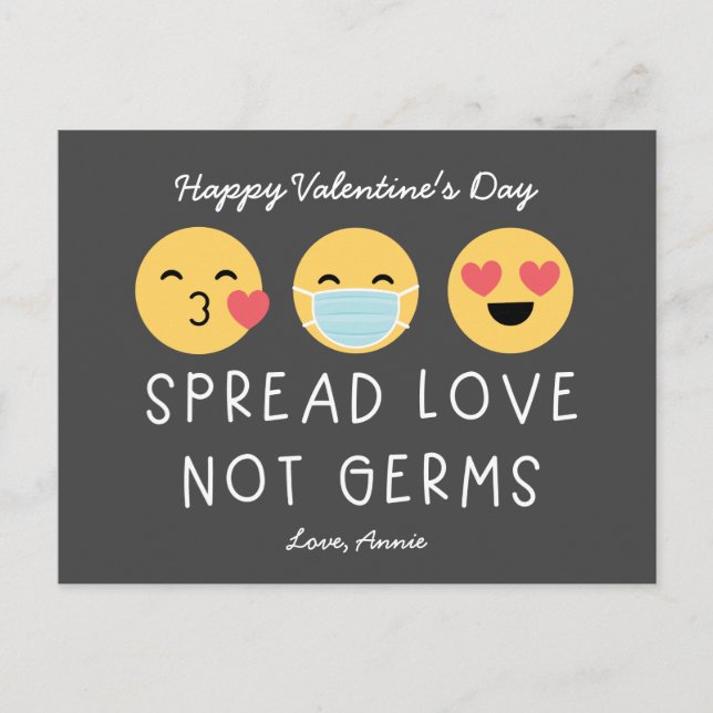 Emoji Classroom Valentine - Grått Vykort (Framsida)