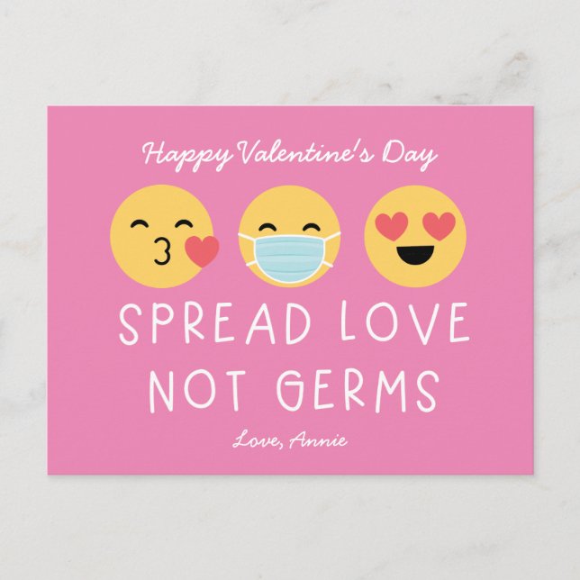 Emoji Classroom Valentine - Rosa Vykort (Framsida)