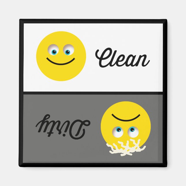Emoji Clean Dirty Dishwasher Magnet (Framsidan)