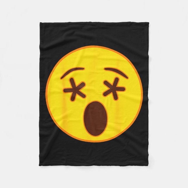 Emoji Crossed Out Eyes Yellow Smile Face  Fleecefilt (Framsidan)