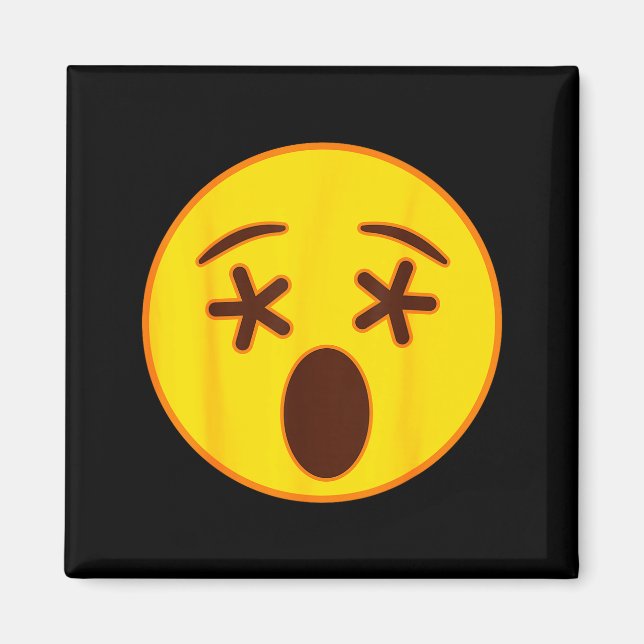 Emoji Crossed Out Eyes Yellow Smile Face  Magnet (Framsidan)