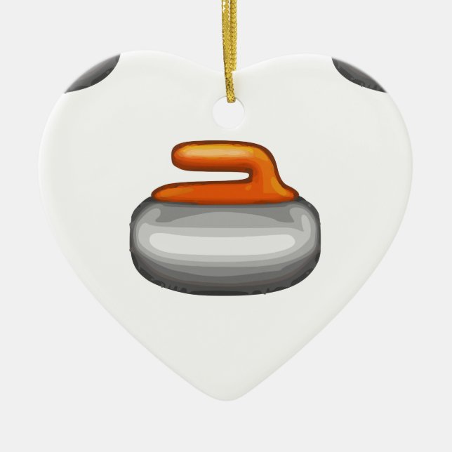 Emoji Curling Stone Julgransprydnad Keramik (Framsidan)
