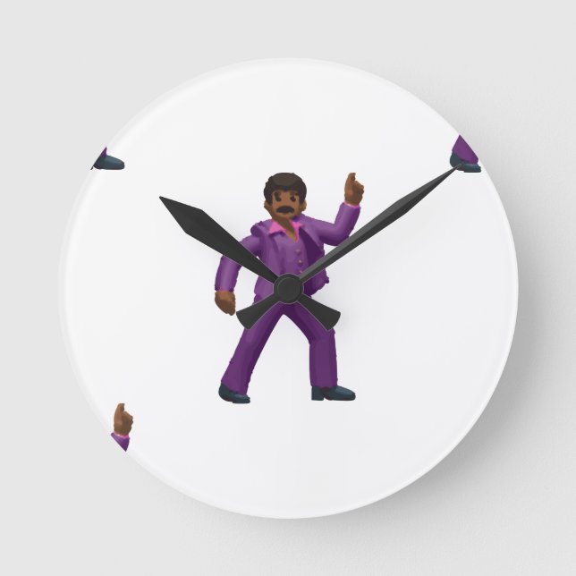 Emoji Dancing Man Rund Klocka (Framsida)