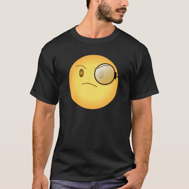 Emoji Emoticon Ansikte Emotion Icon Arrogant Monoc T Shirt (Framsida)