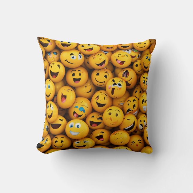 "Emoji Extravaganza: Expressive Emoji Stil Design Kudde (Framsida)