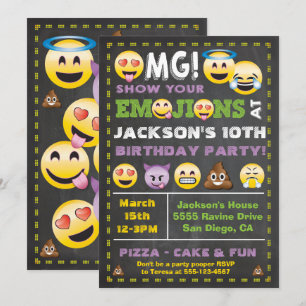Emoji-fest Födelsedagsinbjudan OMG Inbjudningar