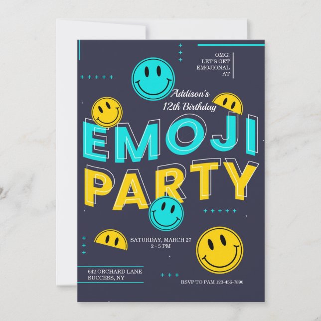 Emoji-festinvitation Inbjudningar (Framsida)