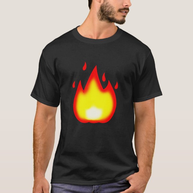 Emoji Fire Flame Hett Te T Shirt (Framsida)