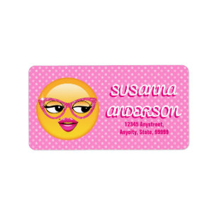 Emoji Flirty Girl ID227 Adressetikett