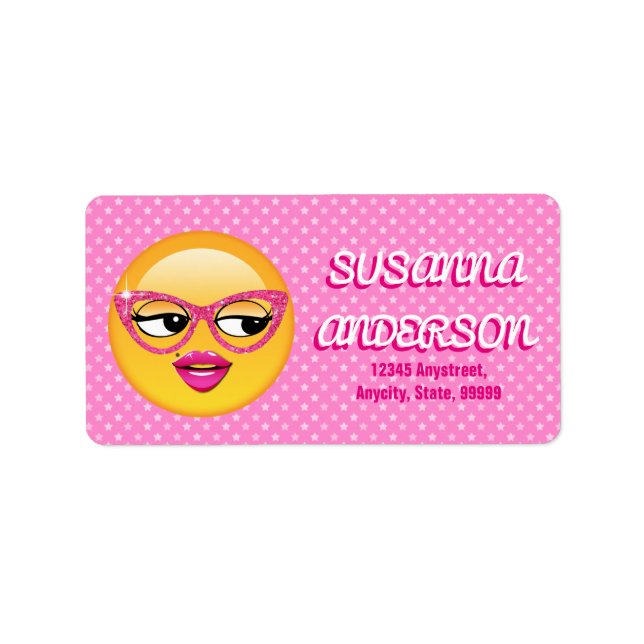 Emoji Flirty Girl ID227 Adressetikett (Framsidan)