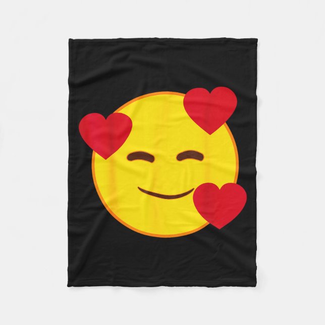 Emoji Floating Hearts Yellow Smile Face  Fleecefilt (Framsidan)