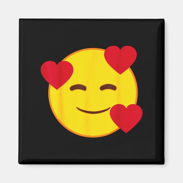 Emoji Floating Hearts Yellow Smile Face  Magnet (Framsidan)