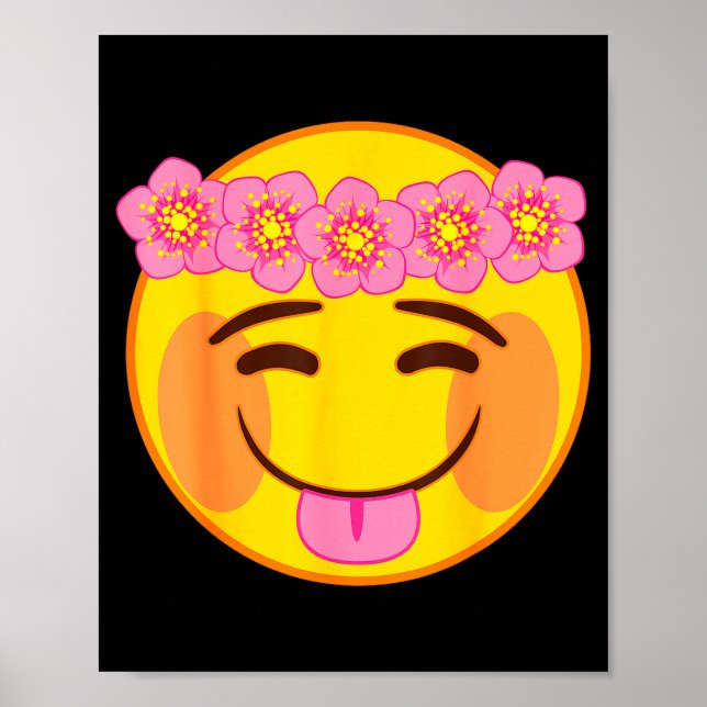 Emoji Flower Crown Tongue Yellow Smile Face  Poster (Framsidan)