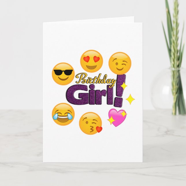 Emoji födelsedagflicka kort (Framsida)