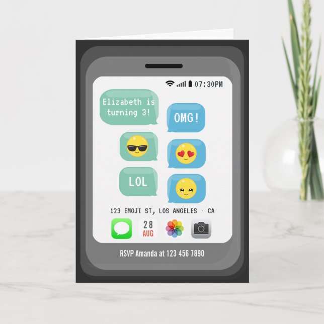 Emoji Födelsedagsfest Inbjudan (Framsida)