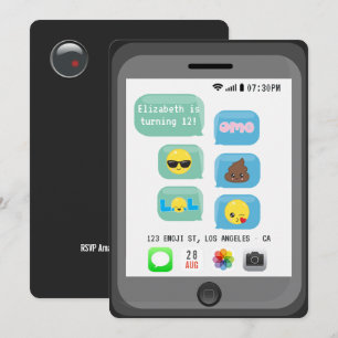 Emoji Födelsedagsfest Inbjudningar