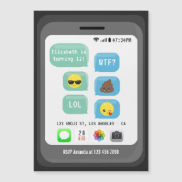 Emoji Födelsedagsfest Magnetisk Inbjudningskort