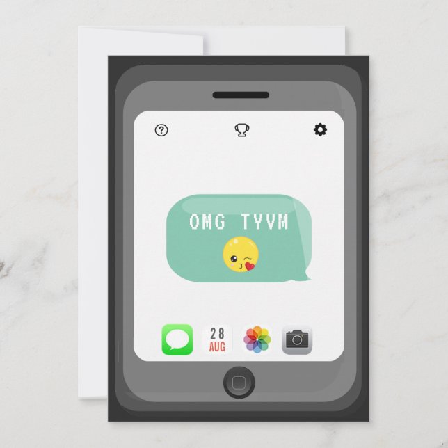 Emoji Födelsedagsfest Tack Kort (Framsida)