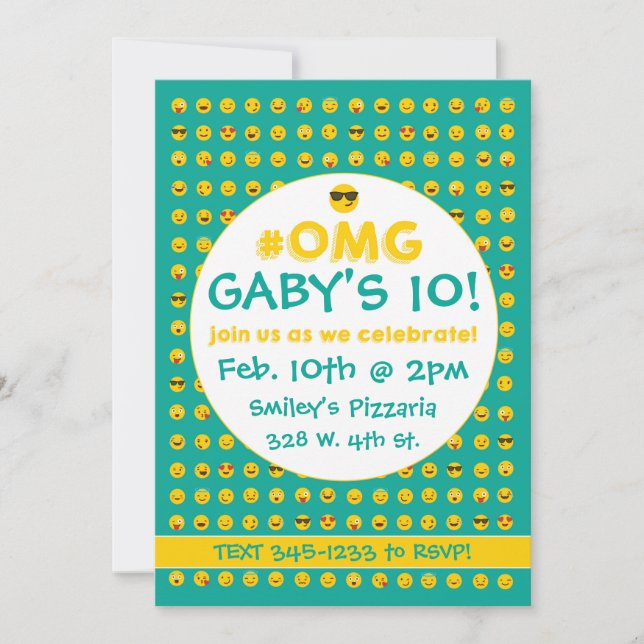 Emoji-födelsedagsinbjudan Inbjudningar (Framsida)