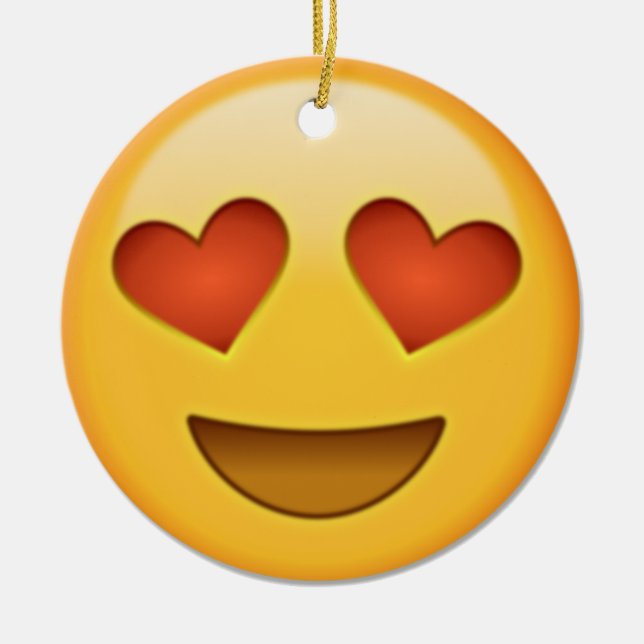 emoji för 2 hjärtor julgransprydnad keramik (Framsidan)