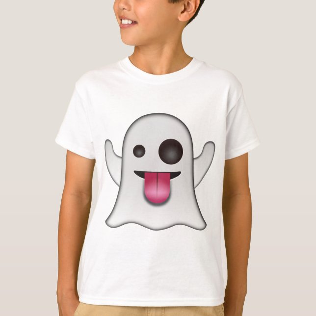 Emoji för läskig spöke kall roligt t shirt (Framsida)