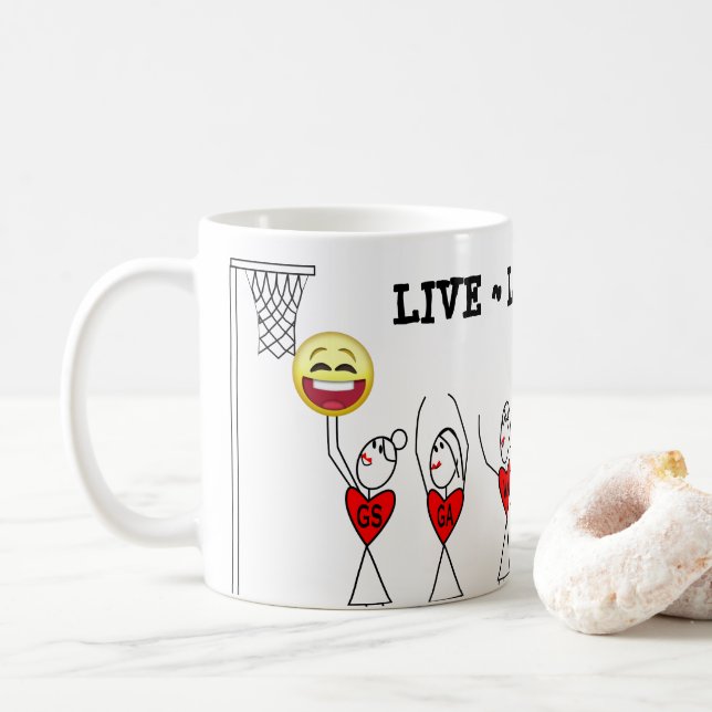 Emoji för levande skrattlek rolig Netball Kaffemugg (Med munk)
