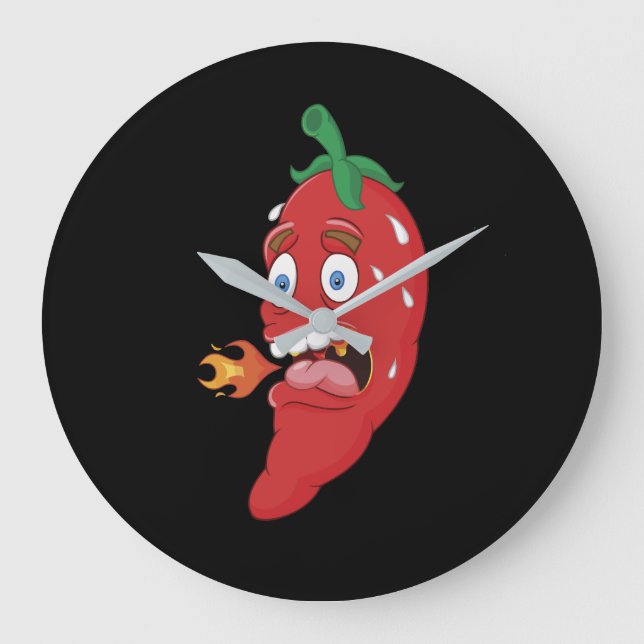 Emoji Funny Chili Pepper Hett Sauce Food Älskare Stor Klocka (Framsida)