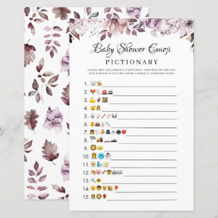 Emoji Game för Lila blommor Baby Shower Emoji