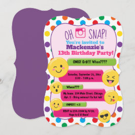 Emoji Girl Tonåring Tween Birthday Inbjudan Die cu